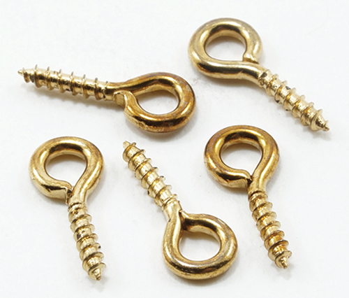 Dollhouse Miniature Brass Screw Eyes, 12 Pak